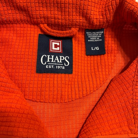 Chaps mens orange long sleeve 1/4 zip pullover size large  sweater soft - Picture 2 of 5